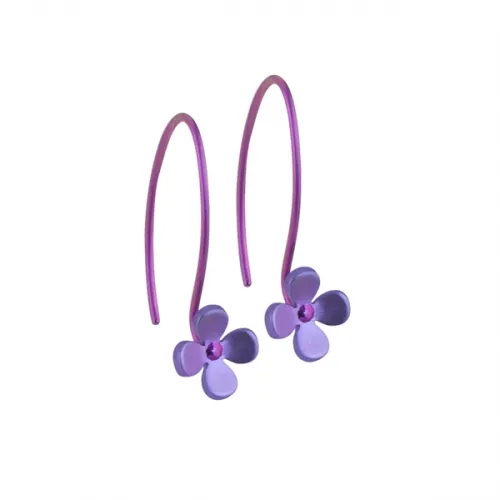 Small Four Petal Purple Flower Hook Drops